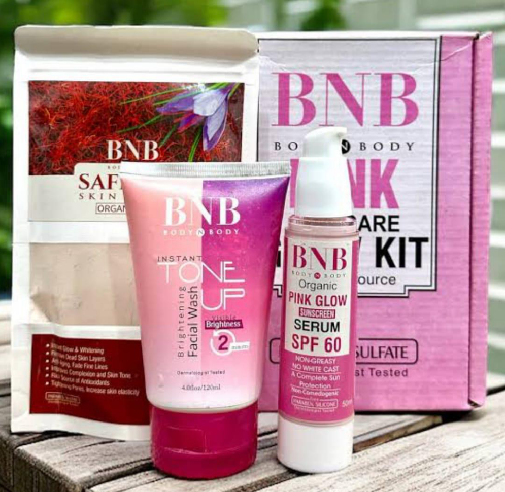 BNB 3-in-1 Original Pink Glowing Kit – Brightening, Hydrating & Revitalizing Skincare Set