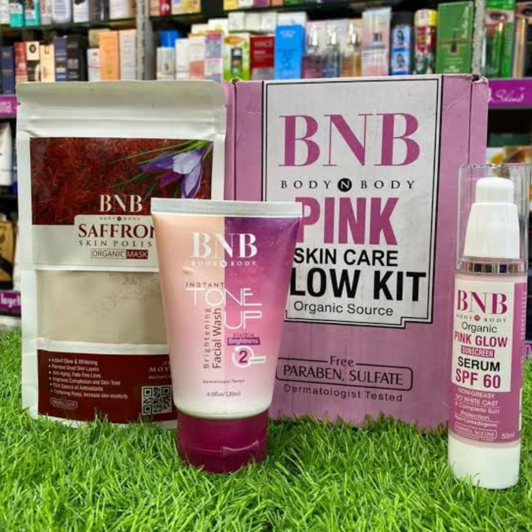 BNB 3-in-1 Original Pink Glowing Kit – Brightening, Hydrating & Revitalizing Skincare Set