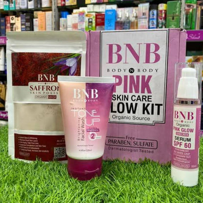 BNB 3-in-1 Original Pink Glowing Kit – Brightening, Hydrating & Revitalizing Skincare Set