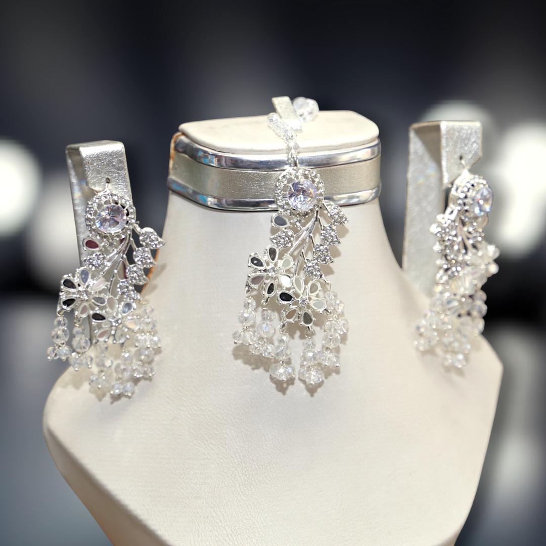 Bridal Silver Plated Crystal Necklace - Lush and Luxe