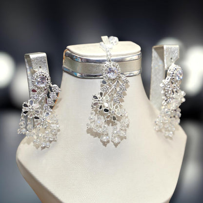 Bridal Silver Plated Crystal Necklace - Lush and Luxe