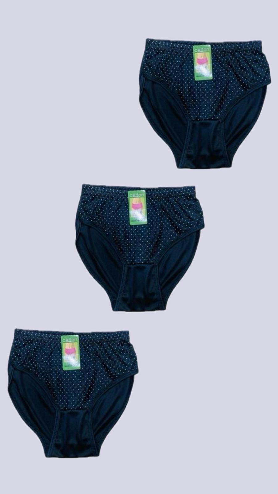 3 Pcs Comfortable Cotton Printed Panties in Black