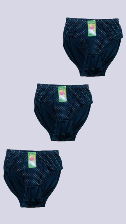 3 Pcs Comfortable Cotton Printed Panties in Black