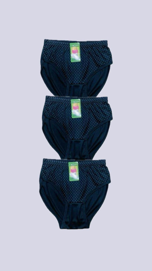 3 Pcs Comfortable Cotton Printed Panties in Black